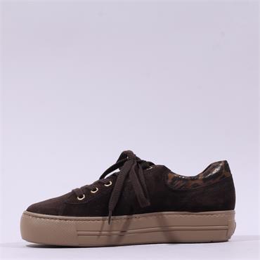 Paul Green Platform Laced Trainer - Mocha Leopard
